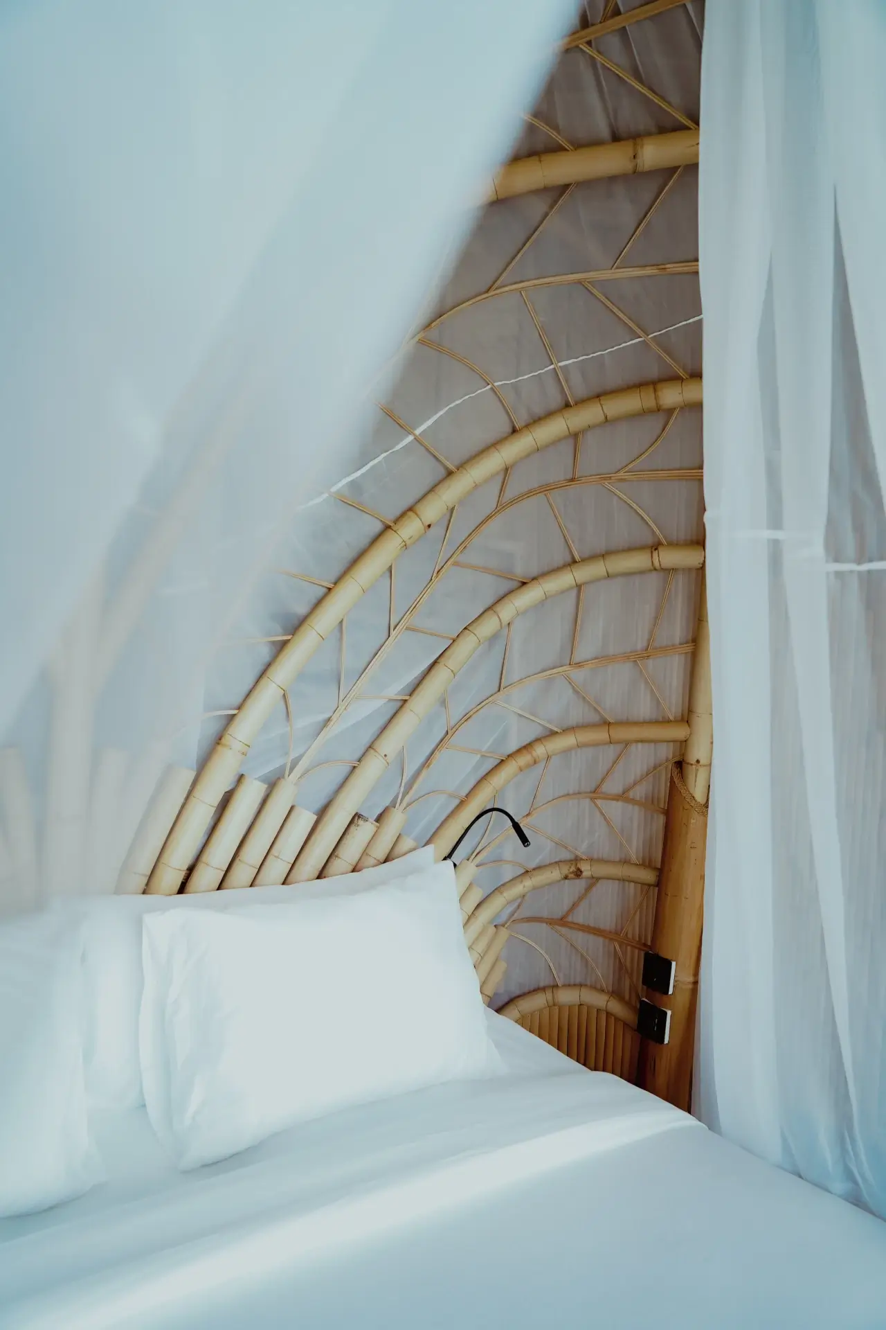 bamboo bed with mosquito net